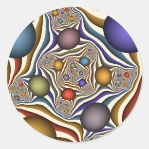 Adesivo Arte abstrata fractal moderna colorida voando alto