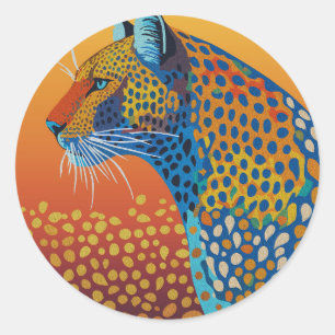 Adesivo Arte Abstrata Vibrante de Leopardo