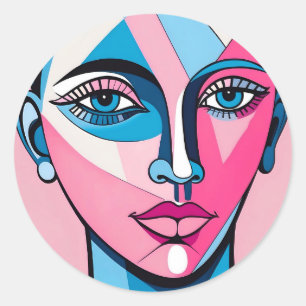 Adesivo Arte abstrato Azul e Rosa