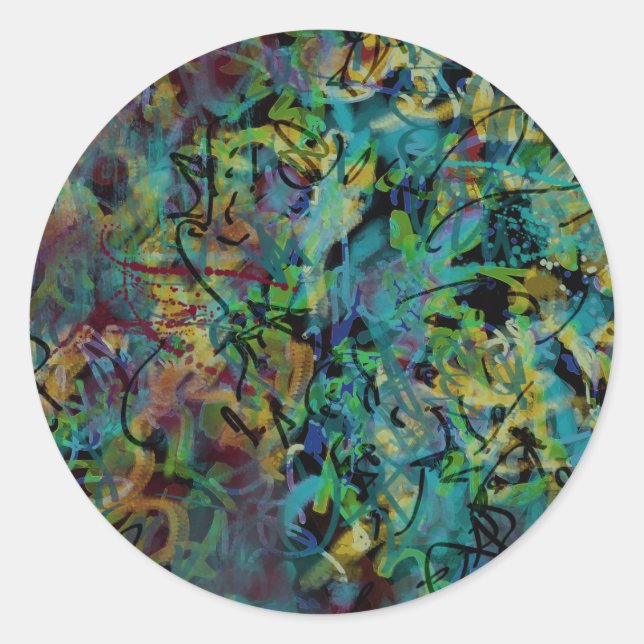 Adesivo Arte Abstrato Rabiscado Multicolorido (Frente)