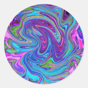Adesivo Arte Abstrato Retro Groovy Azul, Rosa e Roxo