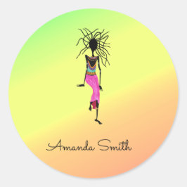 Adesivo Arte Africana, Colorida, Monograma Mulher Guerreir
