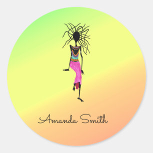Adesivo Arte Africana, Colorida, Monograma Mulher Guerreir
