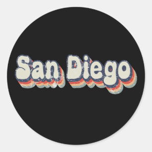 Adesivo Arte Angustiado Retro de San Diego Califórnia