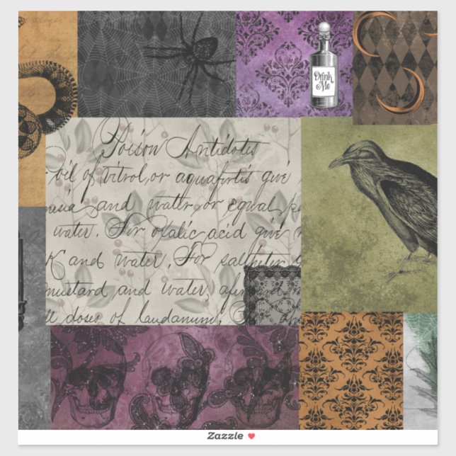 Adesivo Arte Apothecária Medieval Gótica do Halloween (Folha)