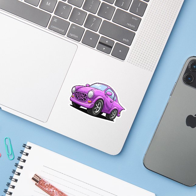 Adesivo Arte Automotiva Roxa Extremamente Curvada (Notebook com iPhone)