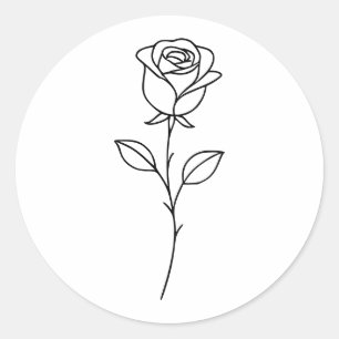 Adesivo Arte Botânica de Rosa Minimalista em Linha