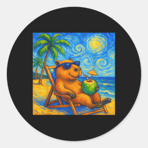 Adesivo Arte Capivara Van Gogh Divertida Família Verão Pra