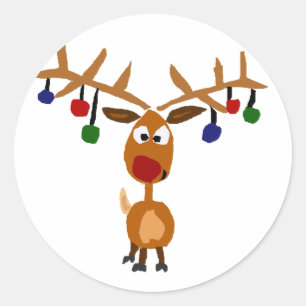 Adesivo Arte cheirada vermelha engraçada do Natal da rena
