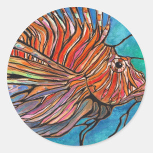 Adesivo Arte colorida do estilo do "vitral" do Lionfish!