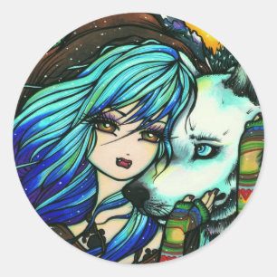 Adesivo Arte cómica feericamente da fantasia do lobo