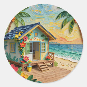 Adesivo Arte Costeira de Casa de Praia