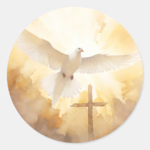 Adesivo Arte Cristã Cruz Crucifixo Pombo Branco 
