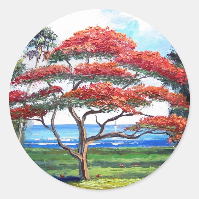 Adesivo Arte da Árvore Real Poinciana (Frente)