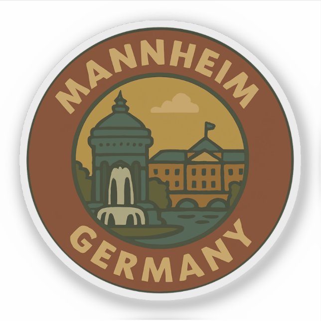 Adesivo Arte da Cidade de Mannheim Alemanha (Frente)