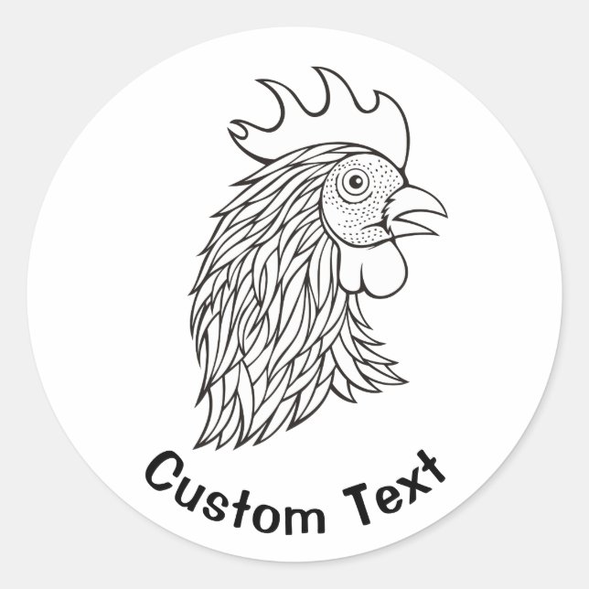 Adesivo Arte da Linha da Cabeça do Rooster (Frente)