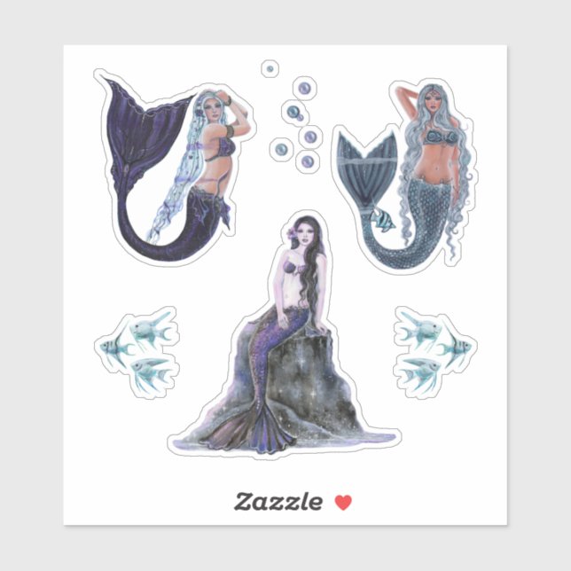 Adesivo Arte da sereia escura por Renee Lavoie (Folha)