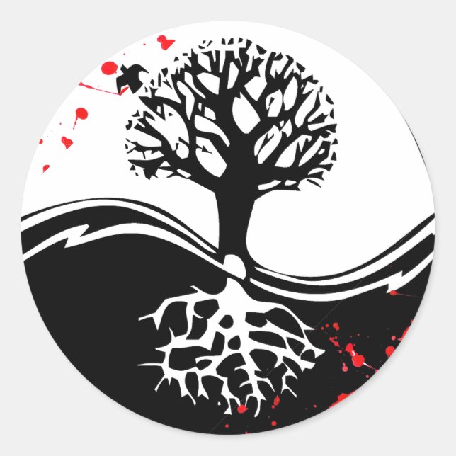 Adesivo Arte da tatuagem Yin Yang Tree legal (Frente)