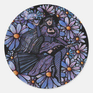 Adesivo Arte Daisy de Bruxa de Café Roxo