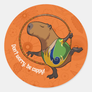 Adesivo Arte de Animal Fofo Capivara Ginasta Ginástica Fã