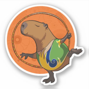 Adesivo Arte de Animal Fofo Capivara Ginasta Ginástica Fã