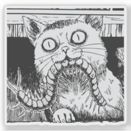 Adesivo arte de anime de gato de terror