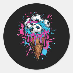 Adesivo Arte de Aquarela de Futebol de Sorvete para Crianç