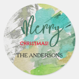 Adesivo Arte de Aquarela Moderna de Árvore de Natal Person