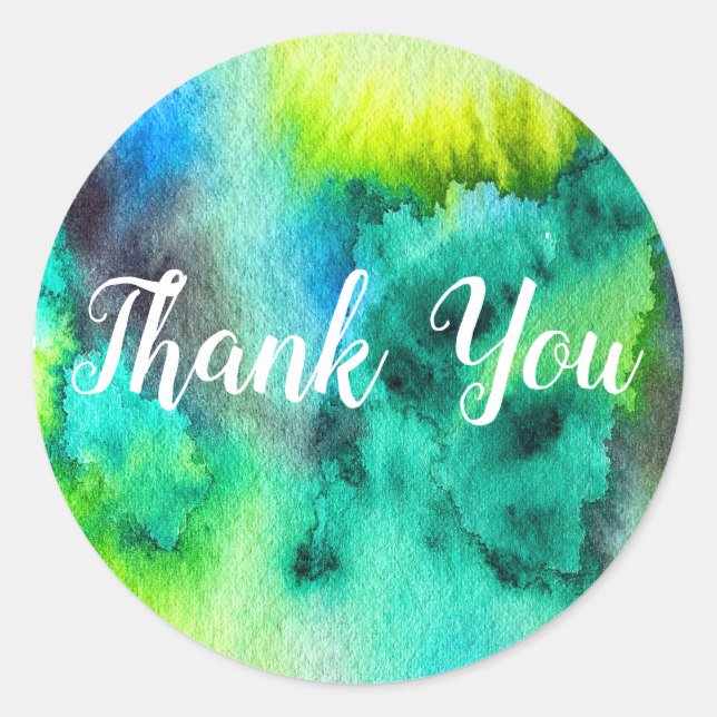 Adesivo Arte de aquarela verde azul (Frente)