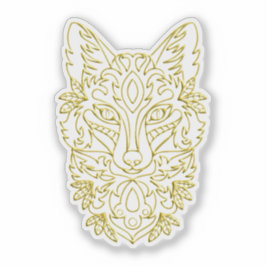 Adesivo Arte de cabeça de lobo em ouro