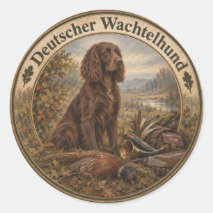 Adesivo Arte de Caça com Wachtelhund, Spaniel Alemão
