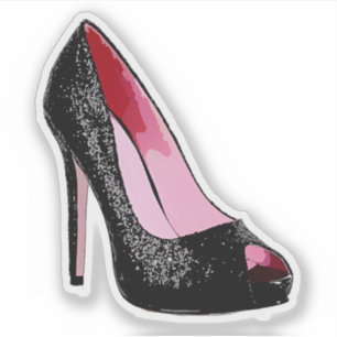 Adesivo Arte de Calçado Black Glitter Sparkle High Heels