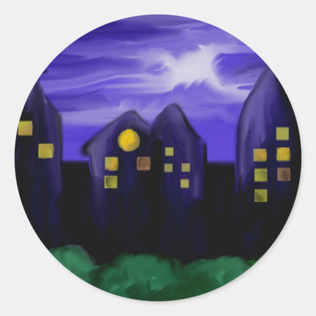 Adesivo Arte de canvas do arranha-céu noturno (Frente)
