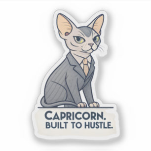 Adesivo Arte de Capricórnio Zodíaco Gato Esfinge Construíd