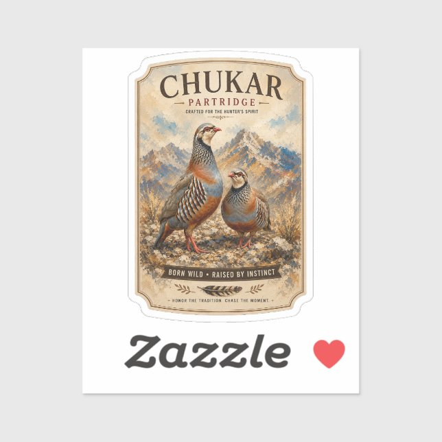 Adesivo Arte de casal de perdiz Chukar (Folha)