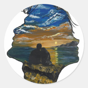 Adesivo Arte de Casal Pôr do Sol Romântico - obra de arte