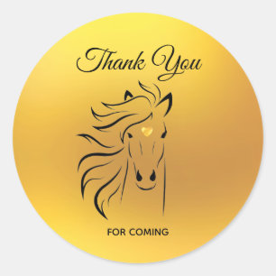 Adesivo Arte de Cavalo Elegante em Ouro Agradecimento
