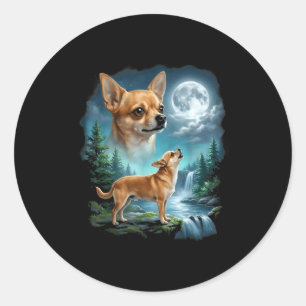 Adesivo arte de Chihuahua uivando à noite ao luar