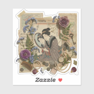 Adesivo Arte de Colagem Ukiyoe Elegante – Beleza Vintage d