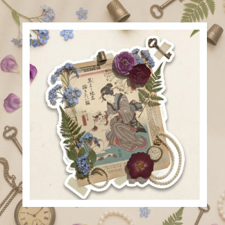 Adesivo Arte de Colagem Ukiyoe Elegante – Beleza Vintage d