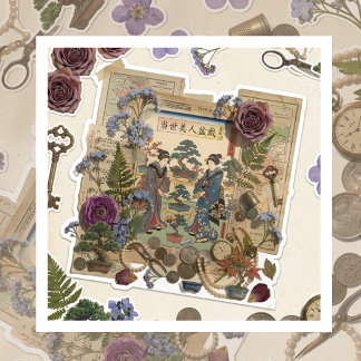 Adesivo Arte de Colagem Ukiyoe Elegante – Beleza Vintage d