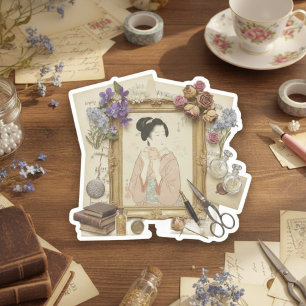 Adesivo Arte de Colagem Ukiyoe Elegante – Beleza Vintage J