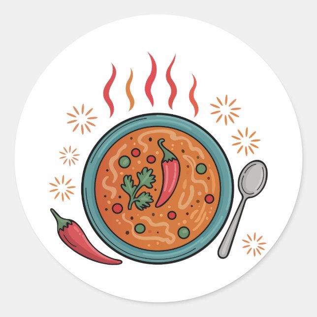 Adesivo Arte de Comida Curry Picante Quente (Frente)