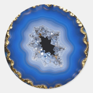 Adesivo Arte de Cristal com Borda Dourada de Ágata Azul