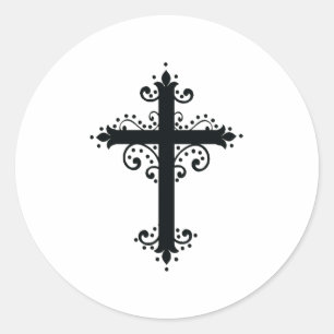 Adesivo Arte de Cruz Talhada Ornamentada Premium