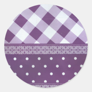 Adesivo Arte de Damasco Floral com Bolinhas branca púrpura