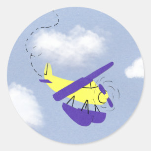 Adesivo Arte de desenho amarelo e azul do avião