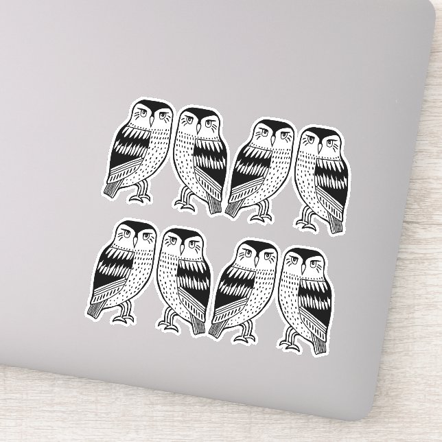 Adesivo Arte de Desenho da Linha Black Wise Owls (Detalhe)