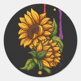 Adesivo Arte de desenho de girassóis, flores de sol, amor