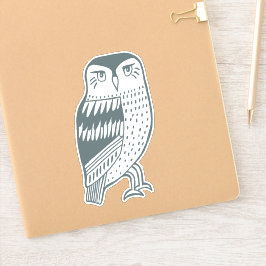 Adesivo Arte de Desenho de Linha de Coruja de Cinzas Azuis